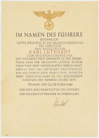 1943 Német Harmadik Birodalom, Kormányellenőri (Regierungsinspektor) Kinevező Oklevél, Karl Luthardt Részére, Fritz Sauc - Zonder Classificatie