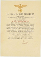 1943 Német Harmadik Birodalom, Kormányellenőri (Regierungsinspektor) Kinevező Oklevél, Karl Luthardt Részére, Fritz Sauc - Sin Clasificación