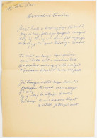 Cca 1950-1960 Dutka Ákos (1881-1972) Költő, író Saját Kézzel írt, "Novemberi Tűnődés" C. Versének Kézirata, Aláírással,  - Non Classificati