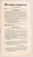 1849 "Pest, Hivatalos Közlések A' Csatatérről. Következő Két Felszóllítás Találtatott Arad Városában Kifüggesztve: A Nem - Sin Clasificación