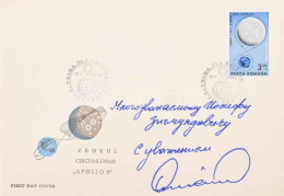 Dumitru Prunariu (1952- ) Román űrhajós Autográf Sorai és Aláírása Emlékborítékon / Autograph Lines Of Dumitru Prunariu  - Altri & Non Classificati