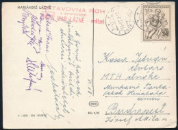 1954 Csehszlovákiai Sakkversenyről írt Levelezőlap Kossa István Miniszternek Magyar Sakkmesterek Autográf Aláírásával. / - Autres & Non Classés