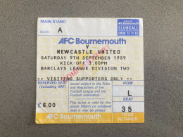 Bournemouth V Newcastle United 1989-90 Match Ticket - Tickets & Toegangskaarten