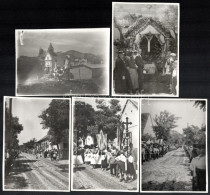 1935 Úrnapi Körmenet Budaörsön, 5 Db Egyenként Feliratozott Fotó, Szép állapotban, 11×8 Cm - Autres & Non Classés