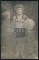 1932 Bp., Gyermek "Flora Terpentin Szappan" Reklám Feliratos Lufival, Fotólap, Megírva és Elküldve (Ungvárra), 14x9 Cm - Other & Unclassified