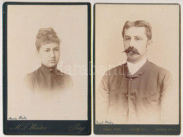 Cca 1890 Prága, Két Külön Műteremben Készült Portré Felvétel Emil Habyról és Marie Habyról, 2 Db Keményhátú Vintage Fotó - Sonstige & Ohne Zuordnung