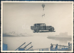 Cca 1925 Egy Autó Hajóra Rakása A Trieszti Kikötőben Daruval, Egyedi Fotó, Szép állapotban, Hátoldalt Felirattal, 12,5×1 - Andere & Zonder Classificatie