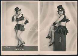 Cca 1930 Jenny Revütáncosnő, 2 Db Sonya Fotó, Hátoldalon Albumba Ragasztás Nyomával, 16×11,5 Cm - Sonstige & Ohne Zuordnung