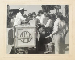 Cca 1960 II. Kerület Vendéglátóipar Vállalat - "Fagylaltos", Kartonra Kasírozott Fotó, Vágott Karton, 17,5×22,5 Cm - Sonstige & Ohne Zuordnung