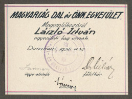 1935 Dunakeszi, Magyarság Dal és Önk. Egyesület Fotóalbuma Egyesületi Tag Részére, Elnökség Aláírásaival, 20 Db Fotóval, - Sonstige & Ohne Zuordnung