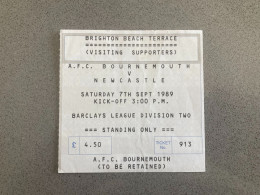 Bournemouth V Newcastle United 1989-90 Match Ticket - Biglietti D'ingresso