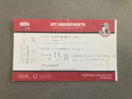 Bournemouth V Tranmere Rovers 2012-13 Match Ticket - Biglietti D'ingresso