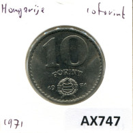10 FORINT 1971 HUNGRÍA HUNGARY Moneda #AX747.E.A - Hongrie