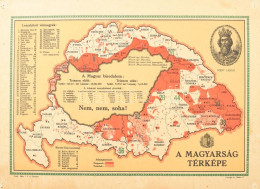 Magyarország Térképe Az Elszakított Területekkel. Propaganda Térkép, Kartonlapra Nyomtatva. A Térkép Körül Statisztikai  - Altri & Non Classificati