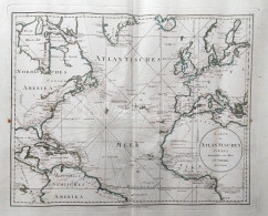 Az Atlanti-óceán északi Része. Német Nyelven Feliratozott, Kézzel Határszínezett Térkép, Szerkesztette Franz Anton Schrä - Sonstige & Ohne Zuordnung