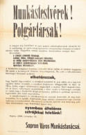 1956 Sopron, "Munkástestvérek! Polgártársak! A Magyar Nép Küzdelmét Az Egész Nemzet Szabadságharcának Jelentjük Ki!", Fo - Non Classés