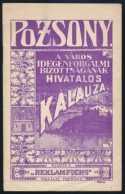 Pozsony. A Város Idegenforgalmi Bizottságának Kalauza. Pozsony,én. (cca 1900-1910),Reklamfuchs,(Hungária-ny.), 8 Sztl. L - Unclassified