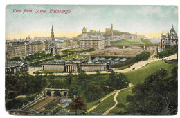 Postcard UK Scotland Edinburgh View From The Castle National Galleries Waverley Station Calton Hill Unposted - Midlothian/ Edinburgh