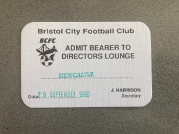 Bristol City V Newcastle United 1990-91 Match Ticket - Biglietti D'ingresso