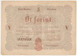 1848. 5Ft "Kossuth Bankó" Barna Nyomat, "ÜQ.a. 387658" T:VF Lyuk / Hungary 1848. 5 Forint "Kossuth Banknote", Brown Prin - Sin Clasificación