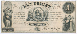 1852. 1Ft "Kossuth Bankó", "D" Sorozat, Kitöltetlen T:AU / Hungary 1852. 1 Forint "D" Prefix, Without Date Or Serial Num - Unclassified