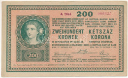 1918. 200K "A 2044", Hullámos Hátlappal T:VF / Hungary 1918. 200 Korona "A 2044", With Wavy Pattern On The Back C:VF Ada - Non Classés