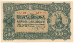 1923. 500K "5A 001 612156", "Magyar Pénzjegynyomda Rt. Budapest" Nyomdahely Jelöléssel T:AU /  Hungary 1923. 500 Korona  - Sin Clasificación