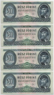 1965. 20Ft (4x) Sorszámkövetők "C 253 087633 - C 253 087636" T:UNC / Hungary 1965. 20Ft (4x) Consecutive Serials "C 253  - Unclassified