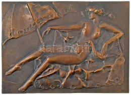 Fritz János (1947-) DN "Nő Madárral" Bronz Falra Akasztható Plakett (208x293mm) T:UNC / Hungary ND "Women With Bird" Bro - Zonder Classificatie