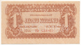 Csehszlovákia 1944. 1K "EP 938913", "SPECIMEN (MINTA)" Perforációval T:XF / Czechoslovakia 1944. 1 Koruna "EP 938913", W - Non Classés