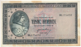 Csehszlovákia 1945. 1000K Három Perforált Lyukkal, "BL 175,032" T:AU Foltok /  Czechoslovakia 1945. 1000 Korun With 3 Pe - Non Classificati