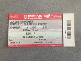 Bristol City V Sheffield Wednesday 2008-09 Match Ticket - Biglietti D'ingresso