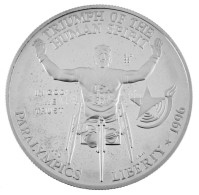 Amerikai Egyesült Államok 1996P 1$ Ag "Atlantai Olimpia 1996 - Paralimpia - Kerekesszékes Verseny" Kissé Sérült Kapszulá - Sin Clasificación