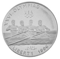 Amerikai Egyesült Államok 1996P 1$ Ag "Atlantai Olimpia 1996 - Evezés" Kapszulában T:PP Patina /  USA 1996P 1 Dollar Ag  - Non Classificati