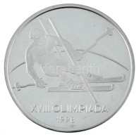 Románia 1998. 100L Ag "XVIII. Téli Olimpia, Nagano - Síelő" Kapszulában T:PP Folt Romania 1998. 100 Lei Ag "18th Winter  - Unclassified