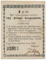 Eger 1849. 1kr Kézi Aláírással, "1510" Sorszámmal T:F Szép Papír / Hungary / Eger 1849. 1 Krajczár Necessity Note (notge - Unclassified