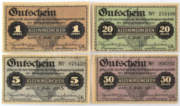 Ausztria / Kleinmünchen Hadifogolytábor 1915. 5h + 20h + 50h + 1K T:AU Sarokhajlások / Austria / Kleinmünchen POW Camp 1 - Non Classificati