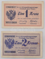 Ausztria / Freistadt Hadifogolytábor ~1916. 1K "Serie Nr. 3 - 2633" + 2K "Serie Nr. 10 9748" Ragasztónyom Miatt Felületi - Zonder Classificatie