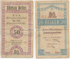 Ausztria / Theresienstadt Tiszti Hadifogolytábor 1917. 20h + 50h T:F,VG Ragasztással /  Austria / Theresienstadt Officie - Unclassified