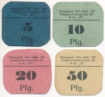 Német Birodalom / 145. Hadifogoly Munkazászlóalj 28. Hadtáp-parancsnokság ~1914-1918. 5pf - 50pf (4x) T:AU,XF/ German Em - Non Classés