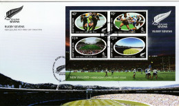 Nelle Zélande 2004 Rugby à 7 FDC Bloc Emission Commune Hongkong New Zealand Rugby Seven Joint Issue Hong Kong FDC - Emissions Communes