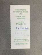 Brentford V Walsall 1980-81 Match Ticket - Biglietti D'ingresso