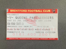 Brentford V Queens Park Rangers 2000-01 Match Ticket - Biglietti D'ingresso