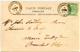 BELGIQUE - COB 56 SIMPLE CERCLE RELAIS A ETOILES BRASSCHAET (POLYGONE) SUR CARTE POSTALE, 1901 - Sellos Con Estrellas