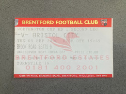 Brentford V Bristol City 2000-01 Match Ticket - Biglietti D'ingresso