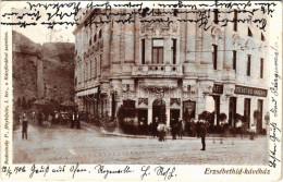 * T3 1906 Budapest I. Tabán, Döbrentei Tér, Erzsébethíd Kávéház. Budovinsky P. Fényképész (Rb) - Zonder Classificatie