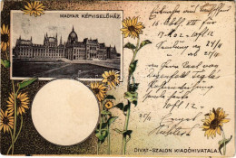 T2/T3 1899 (Vorläufer) Budapest V. Országház, Magyar Képviselőház. Divat-Szalon Kiadóhivatala. Art Nouveau, Floral Litho - Zonder Classificatie