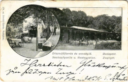 T2/T3 1899 (Vorläufer) Budapest XII. Zugliget, Disznófő Forrás és Vendéglő, étterem Kertje. Divald Károly 173. (EK) - Non Classés