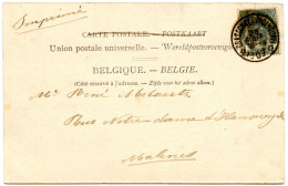 BELGIQUE - COB 53 SIMPLE CERCLE RELAIS A ETOILES BRASSCHAET (POLYGONE) SUR CARTE POSTALE, 1902 - Sternenstempel