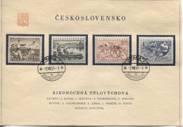 Tschechoslowakei # 749-52 Ersttagsstempel Briefstück Eishockey Kanu Straßenrennen Staffellauf - Briefe U. Dokumente